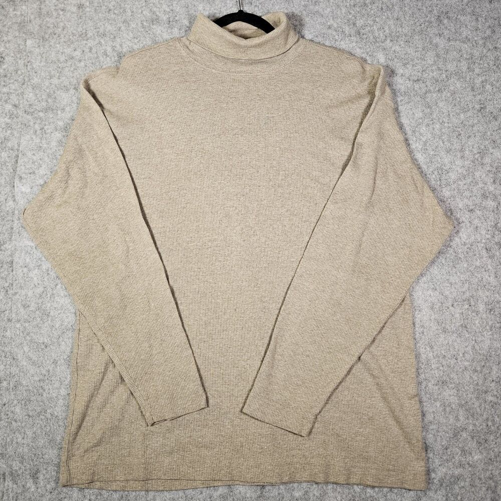 VTG Banana Republic Mens Beige Long Sleeve Turtleneck Sweater Dad Artist Size XL